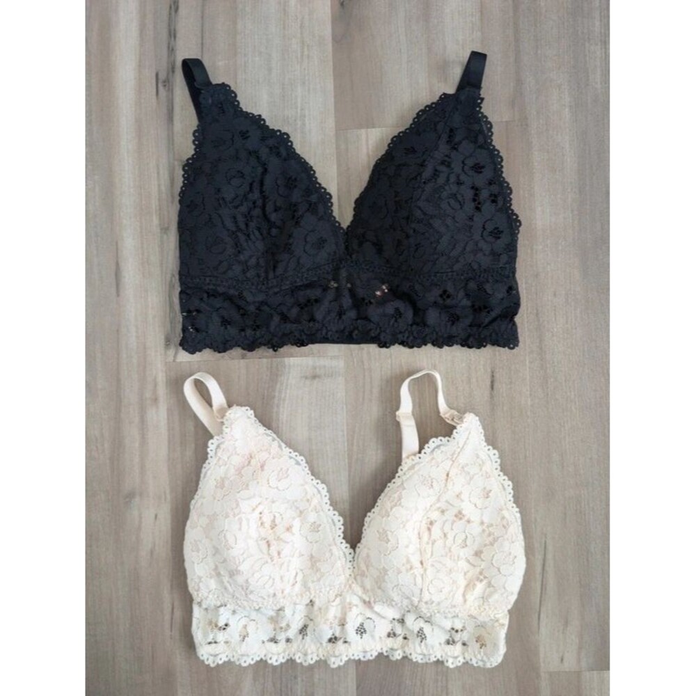 Momanda Lace Nursing Bra Bundle Black Cream, 36D (D3)